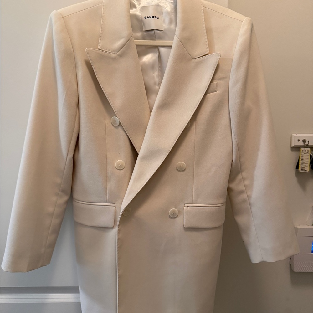 Sandro Ivory Double-Breasted Coat/ Blazer